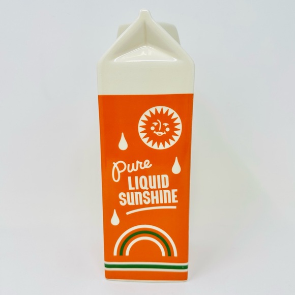 Bando Pop Art Whimsical Orange Juice Vase Ceramic Flower Bud White Orange Green - Picture 3 of 11